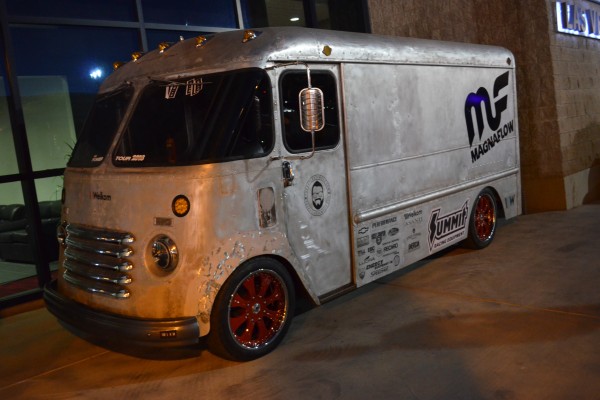 rutledge wood's custom 1949 chevy step van displayed at SEMA 2013