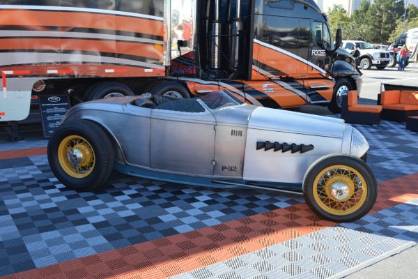 vintage ford roadster P-32 hot rod displayed at SEMA 2013