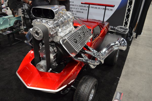 c3 corvette toy car with massive hemi v8 displayed at SEMA 2013