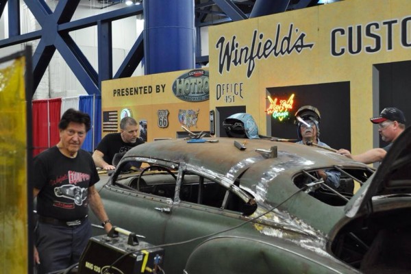 gene winfield working on a hot rod crew