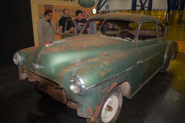 old rusty chevy coupe getting turned into a hot rod