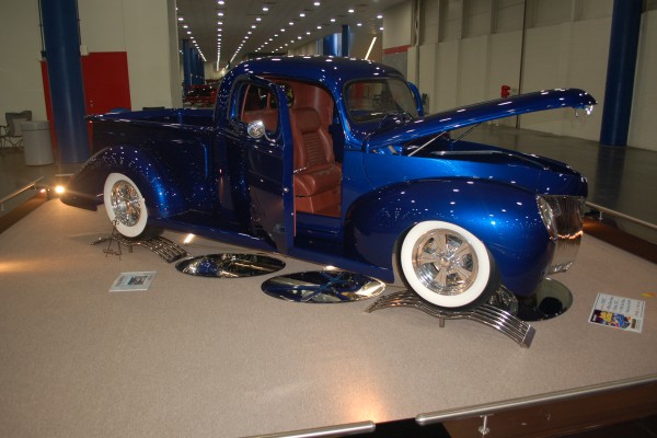 1940 Ford pickup in a car show display