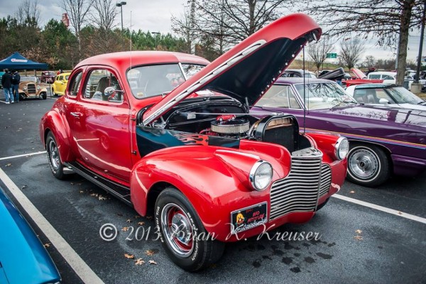 vintage red hot rod coupe