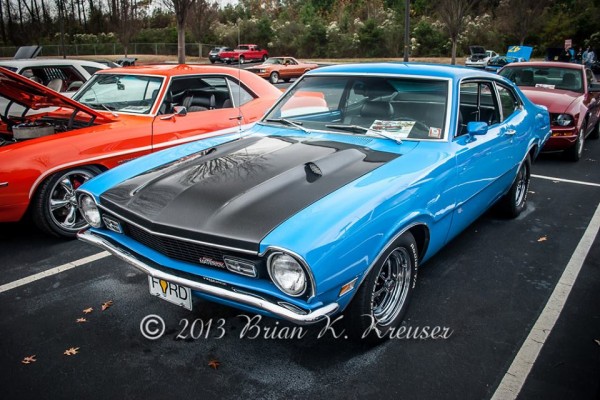 blue ford maverick first gen compact