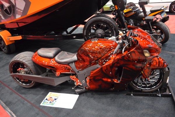 Stretched Japanese drag bike style motorcycle