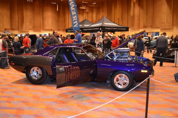 Hemi Barracuda show car on display at indoor car show