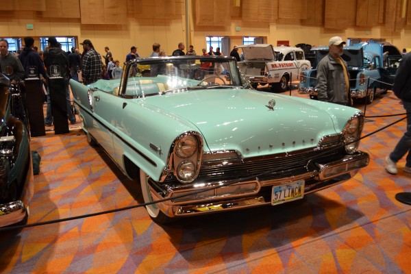 Vintage 1950s era lincoln convertible in seafoam green