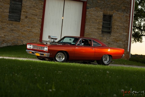1968 Plymouth Roadrunner, near barn
