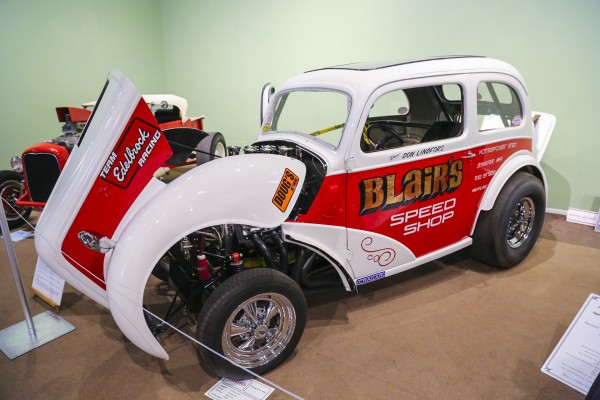 vintage Anglia altered dragster with flip clip cowl
