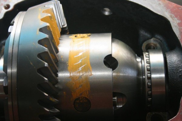 an axle differential painted with marking dope