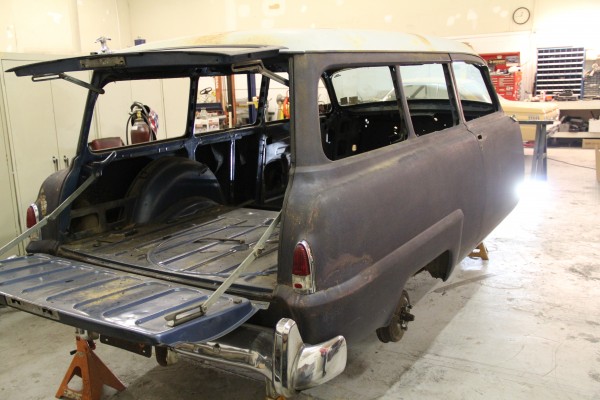 1953 plymouth suburban wagon body on jackstands