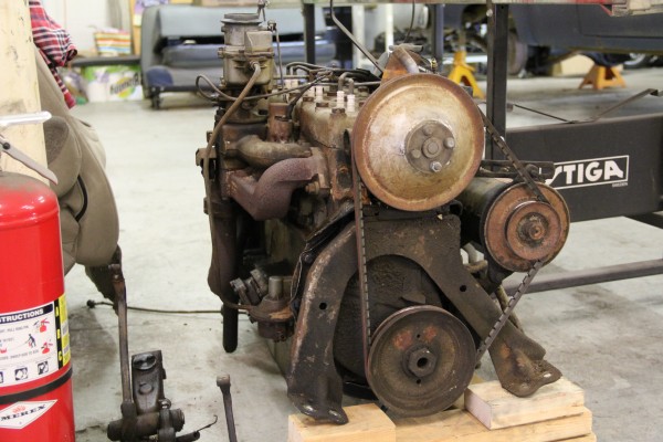 plymouth 217 cubic inch six cylinder engine on a pallet