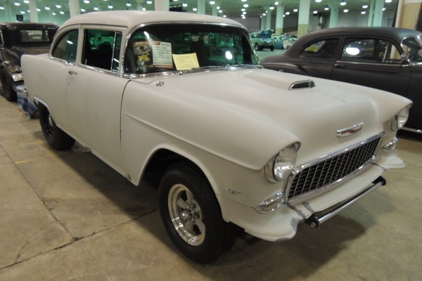white 1955 chevy 210 gasser hot rod