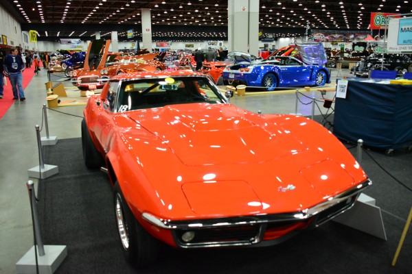 1969 c3 corvette stingray on display at indoor car show