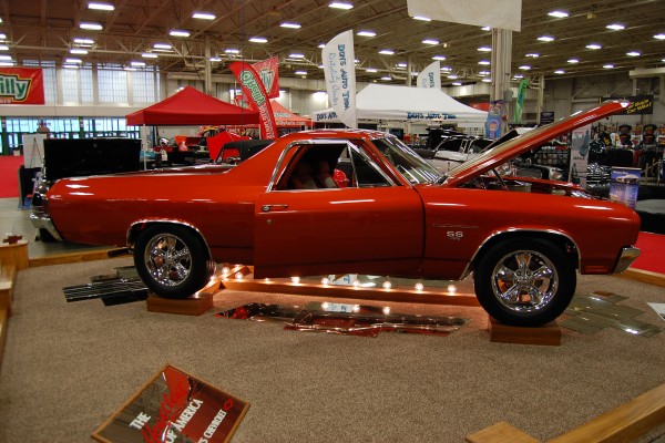 chevy el camino show car on display at indoor car show