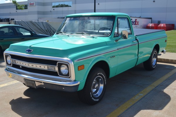 aqua green 1969 chevy c10 pickup truck