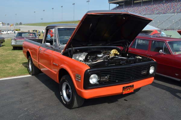 vintage chevy c10 pickup truck with custom paint