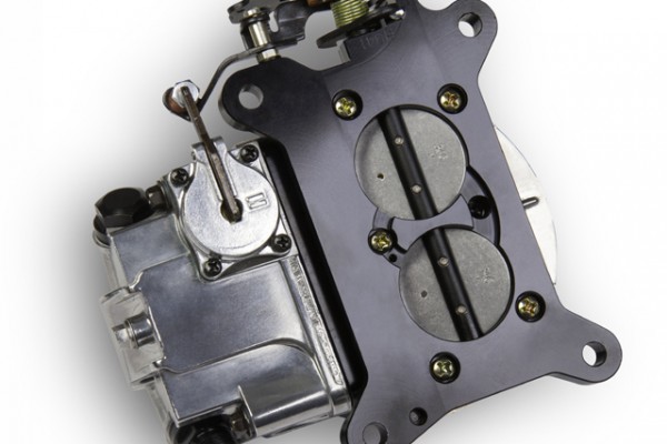 base bottom view of a 2 barrel holley ultra xp carburetor