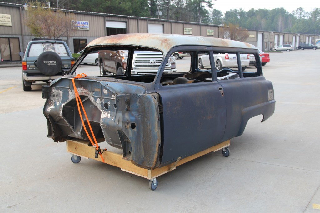 1953 plymouth suburban wagon body on shop cart buck