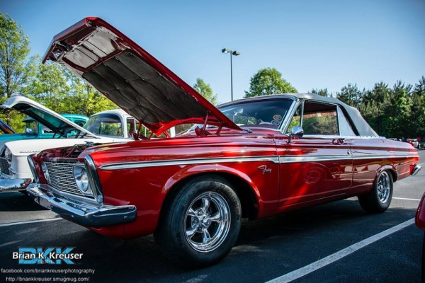 red plymouth fury convertible with custom wheels