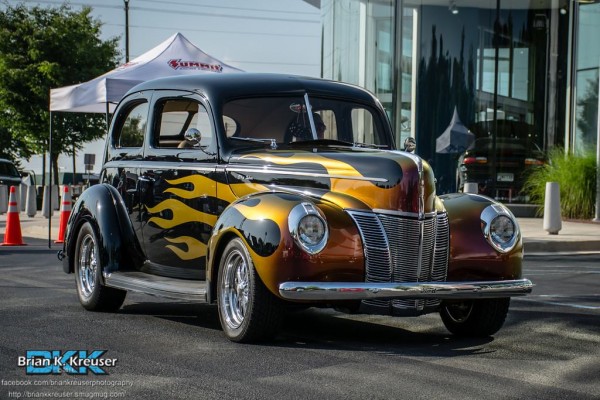 flamed hot rod prewar coupe