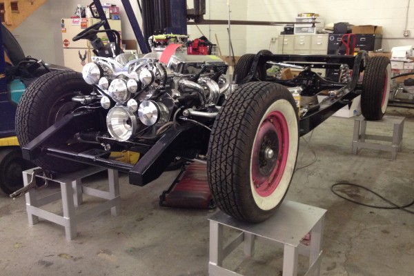 a 1953 plymouth suburban wagon chassis with engine installed