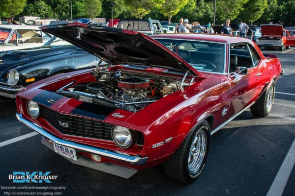 red 1969 chevy camaro ss 350 at car show