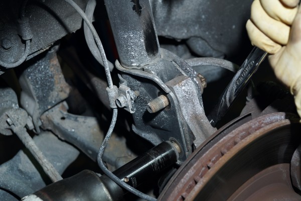 removing spindle bolts for a subaru wrx cv axle replacement