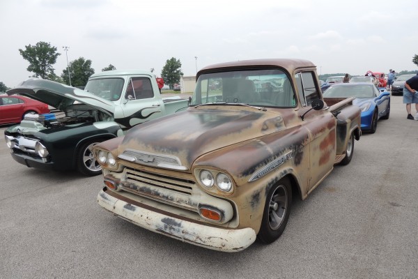 vintage chevy apache truck with patina