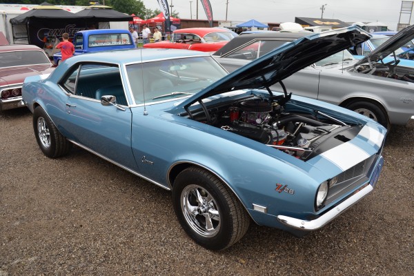 blue 1968 chevy camaro z/28