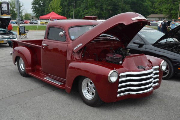 lowered customized chevy 3100 vintage truck