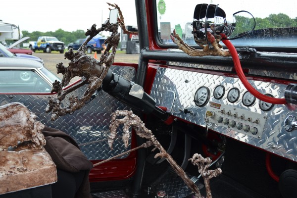 custom rat rod skull dash of a 1977 toyota land cruiser FJ