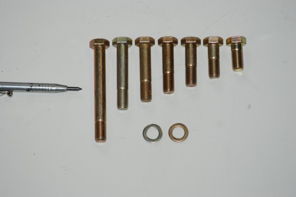 bolts arranged in order of length