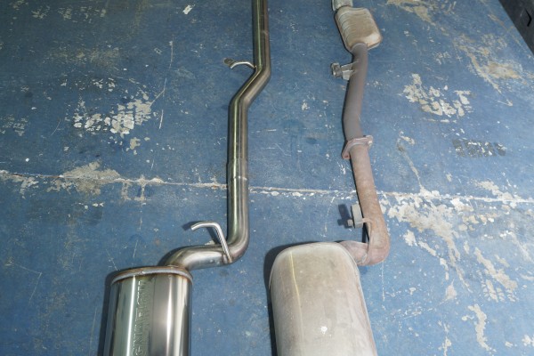 magnaflow and stock subaru wrx OE exhaust side by side comparison