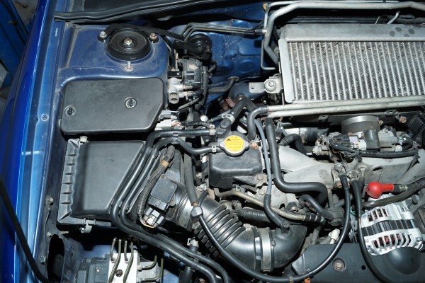 engine bay of a subaru wrx