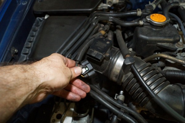 removing the connector from a subaru wrx MAF sensor