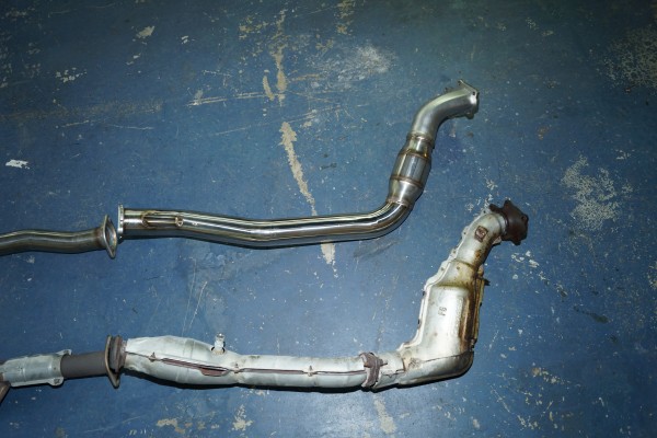 injen downpipe vs stock subaru wrx side by side comparison