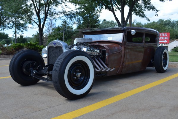 1928 Ford Rat Rod parked at Summit Racing near Akron, Ohio