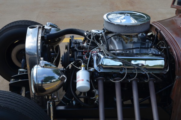 vintage ford v8 engine in a 1928 Ford Rat Rod