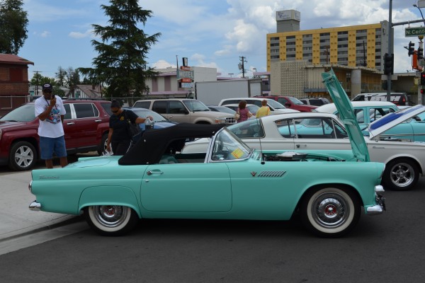 blue first-gen ford thunderbird convertible coupe at Hot August nights 2014