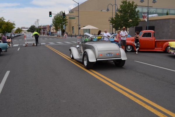 custom prewar hot rod on street during 2014 Hot August Nights in Reno, NV