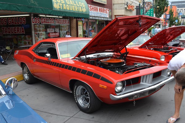 1972 orange aar plymouth barracuda at 2014 Hot August Nights in Reno, NV