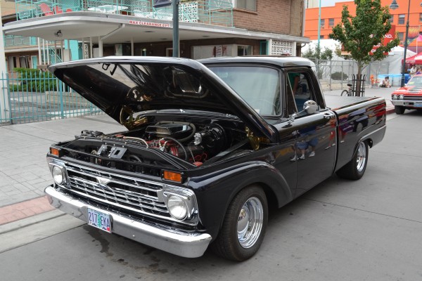 black custom ford pickup truck at 2014 Hot August Nights in Reno, NV