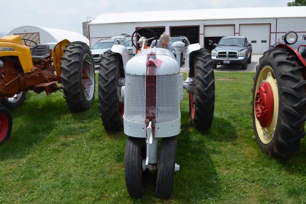 vintage tractor at an antique farm equipment show