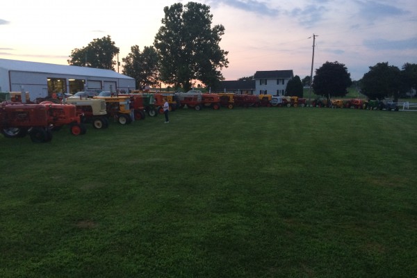 vintage tractors at an antique farm equipment show