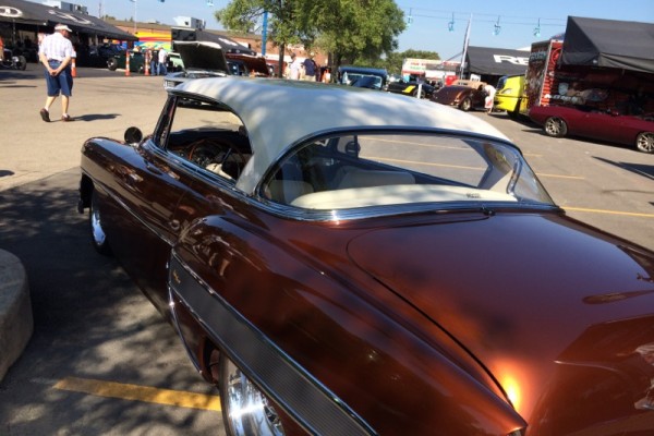 vintage Chevy postwar coupe, rear view
