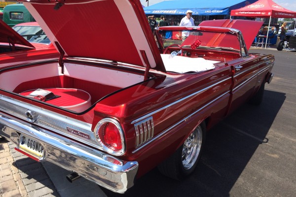 trunk and rear view of a vintage ford falcon futura convertible