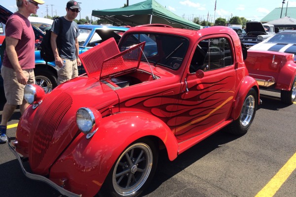vintage fiat hot rod with a v8 engine