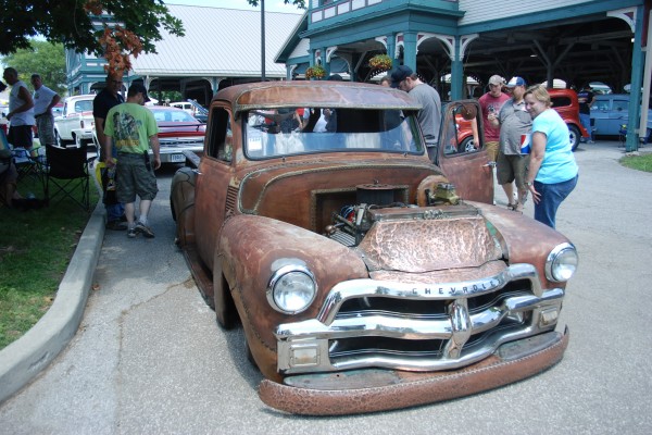 lowered chevy rat rod pickup truck