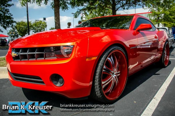 chevy camaro late model with oversize wheels